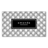 エレガントなシルバー ブラック ダイヤモンドモノグラム マグネット名刺 (正面)