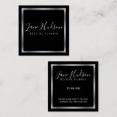 エレガントなシルバー ブラック ミニマル 編集可能 スクエア名刺 (正面/裏面)