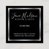 エレガントなシルバー ブラック ミニマル 編集可能 スクエア名刺 (裏面)