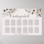エレガントなシルバー ブラッシュ フローラル シーティング チャートのサイン ポスター (正面)