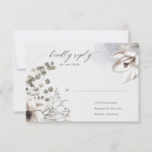 エレガントなシルバー ブラッシュ フローラル RSVP 返信カード (正面)