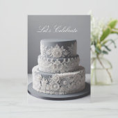 エレガントなシルバー＆ホワイトのアニバーサリー 招待状 (スタンド正面)