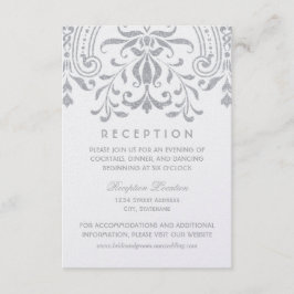 エレガントなシルバー ヴィンテージ グラマラス ウェディング レセプション エンクロージャーカード