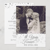 エレガントなシルバー 永遠への YEARS 年数誓約更新招待状 招待状 (正面/裏面)