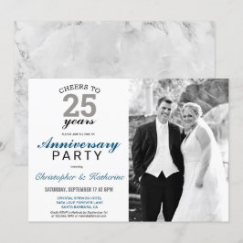 エレガントなシルバー 25周年結婚記念日 招待状