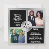 エレガントなシルバー 25周年 誕生日招待状 招待状 (正面)