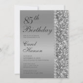 エレガントなシルバー 85歳の誕生日パーティー 招待状 (正面)