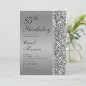 エレガントなシルバー 85歳の誕生日パーティー 招待状 (スタンド正面)