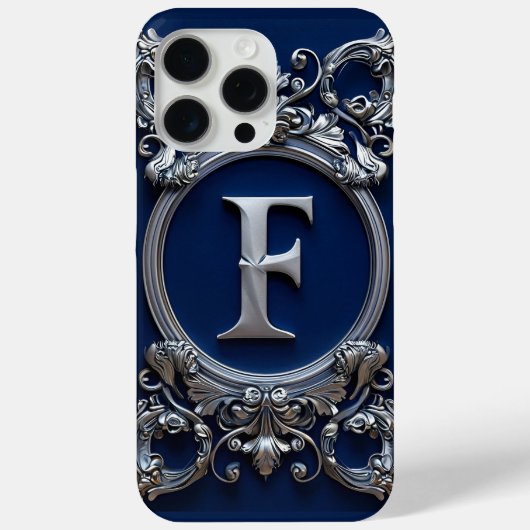 エレガントなシルバーFモノグラム Case-Mate iPhoneケース (裏面)