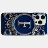エレガントなシルバーFモノグラム Case-Mate iPhoneケース (裏面 (横))