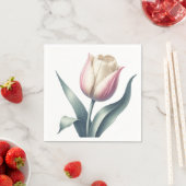エレガントなシングルピンクのチューリップの花 スタンダードカクテルナプキン (インサイチュ)