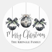 エレガントなシンプルさの水彩クリスマス ラウンドシール (正面)