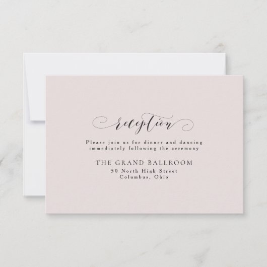 エレガントなシンプルなバラ色の受付カード 招待状 (正面)