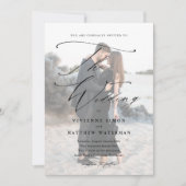 エレガントなシンプルなブラック&ホワイトのウェディング 招待状 (正面)