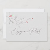 エレガントなシンプルな灰色と赤い花のエンゲージメントパーティー 招待状 (裏面)