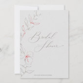 エレガントなシンプルな灰色と赤い花の ブライダルシャワー 招待状 (裏面)