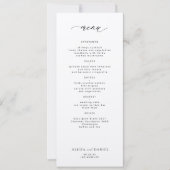 エレガントなシンプルな黒と白の結婚式メニュー 招待状 (正面)