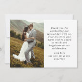 エレガントなシンプルウェディング感謝のメッセージカード フォト付き サンキューカード (裏面)