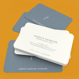 エレガントなシンプルスクリプトモノグラムダスティブルー 名刺