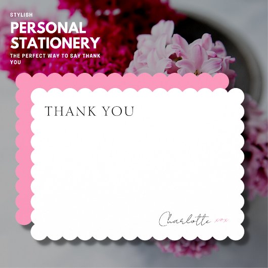 エレガントなシンプルピンクのスカッシュエッジの感謝カード サンキューカード