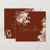 エレガントなシンプルフィールドフラワーズ ブライダルシャワー 秋 招待状 (正面/裏面)