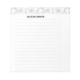 エレガントなシンプルフラワー ブラック＆ホワイト ノートパッド