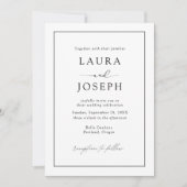 エレガントなシンプルブラック＆ホワイトミニマルウェディング 招待状 (正面)