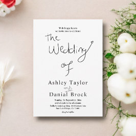 エレガントなシンプルブラック＆ホワイトモダンウェディング 招待状