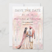 エレガントなシーク教の結婚式 Save the date テンプレート (正面)