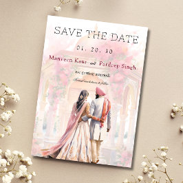 エレガントなシーク教の結婚式 Save the date テンプレート