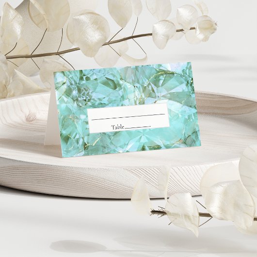 エレガントなシーグラス・クリスタル・ジェムストーン・ウェディング プレイスカード