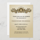 エレガントなシール及びスクロール卒業の招待状 招待状 (正面/裏面)