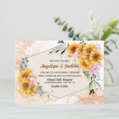 エレガントなジオメトリック サンキライ ピンク ローズ ウェディング 招待状 (スタンド正面)