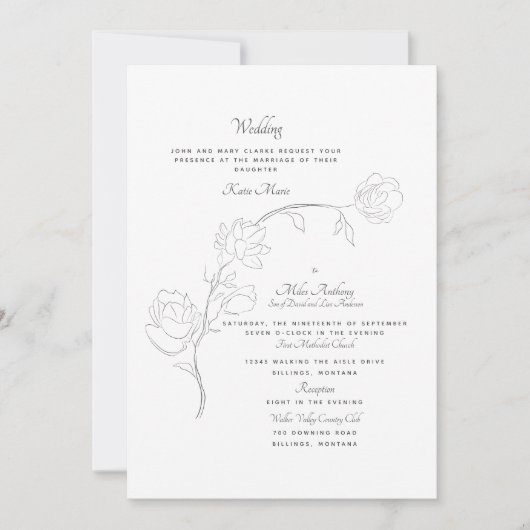 エレガントなジャスミン ホワイト 2会場 招待状 (正面)