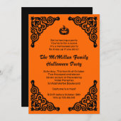 エレガントなジャックOのランタンのハロウィンの衣裳のパーティー 招待状 (正面/裏面)