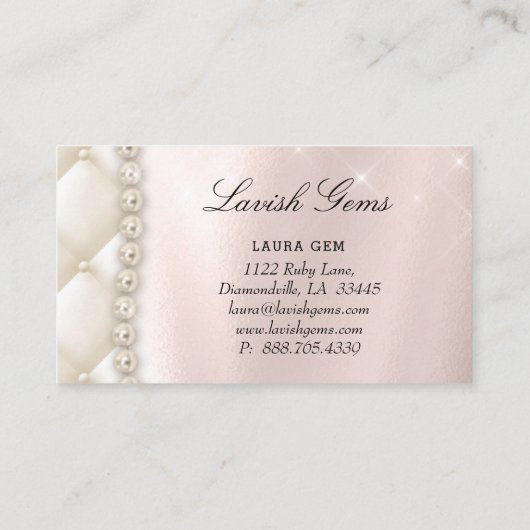 エレガントなジュエリーのウェディングプランナーのばら色の星の真珠 名刺 (裏面)