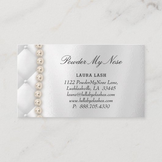 エレガントなジュエリーのウェディングプランナーのバラの白の真珠 名刺 (裏面)