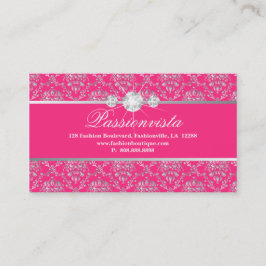 エレガントなジュエリーのダイヤモンドの銀のピンクのダマスク織 名刺