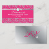 エレガントなジュエリーのダイヤモンドの銀のピンクのダマスク織 名刺 (正面/裏面)