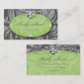 エレガントなジュエリーのファッションの（紋章の）フラ・ダ・リの緑の灰色 名刺 (正面/裏面)