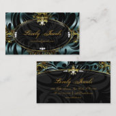 エレガントなジュエリーのファッションの（紋章の）フラ・ダ・リの金ゴールドのティール（緑がかった色） 名刺 (正面/裏面)