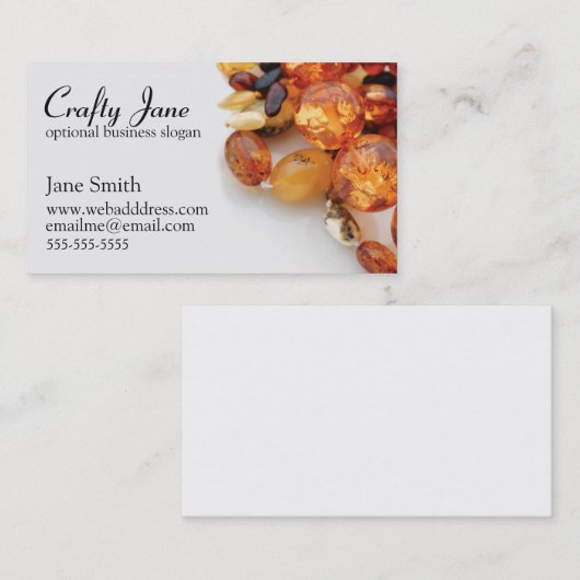 エレガントなジュエリーの名刺のデザインのテンプレート 名刺 (正面/裏面)