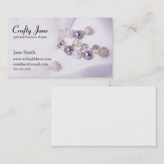 エレガントなジュエリーの名刺のデザインのテンプレート 名刺 (正面/裏面)