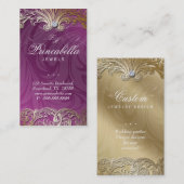 エレガントなジュエリーの名刺はすみれ色の金ゴールドを去ります 名刺 (正面/裏面)