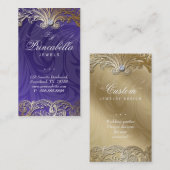 エレガントなジュエリーの名刺は紫色の金ゴールドを去ります 名刺 (正面/裏面)