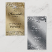 エレガントなジュエリーの名刺は銀製の金ゴールドを去ります 名刺 (正面/裏面)