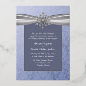 エレガントなジュエリー スノーフレーク ウェディング 箔招待状 (正面)
