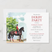 エレガントなジョッキーとレースホースのダービーパーティ 招待状 (正面)