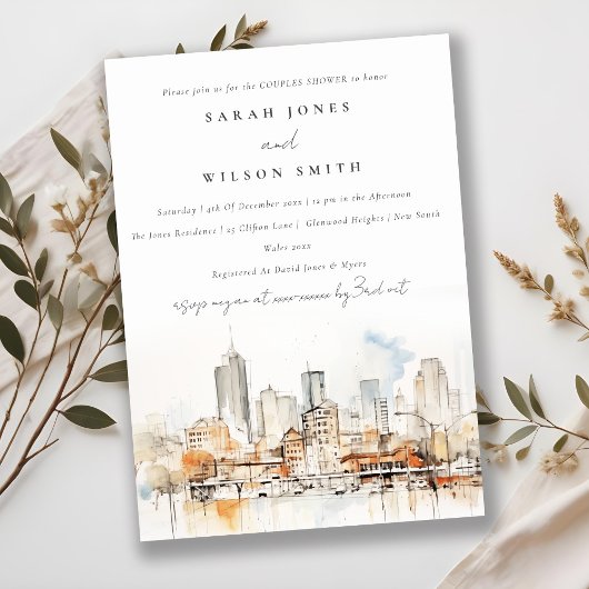 エレガントなジョージア州アトランタの風景 カップルシャワー 招待状