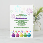 エレガントなスイートケーキの誕生日パーティー 招待状 (スタンド正面)